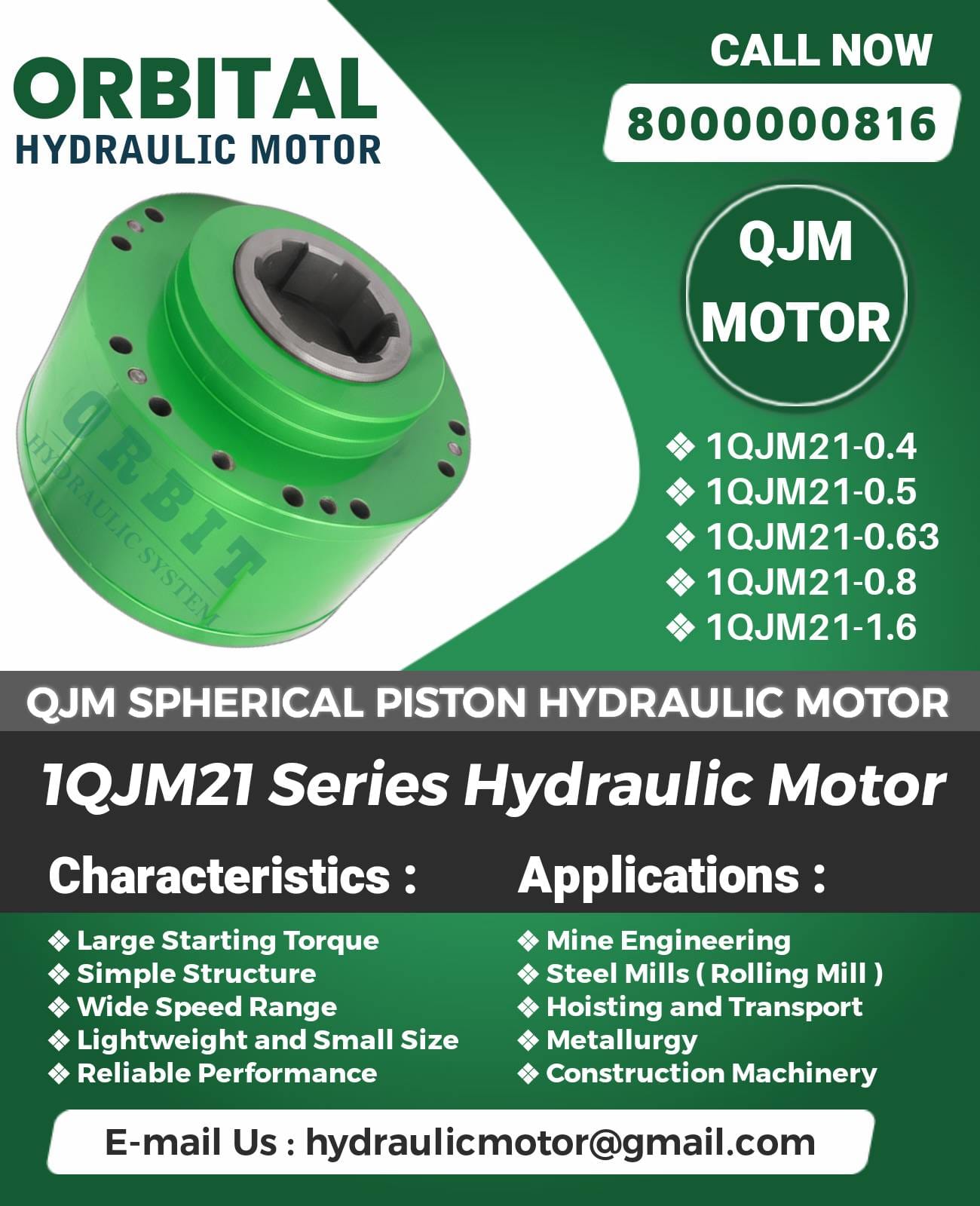2QJM21-1.25 Spherical Piston Hydraulic Motor in India